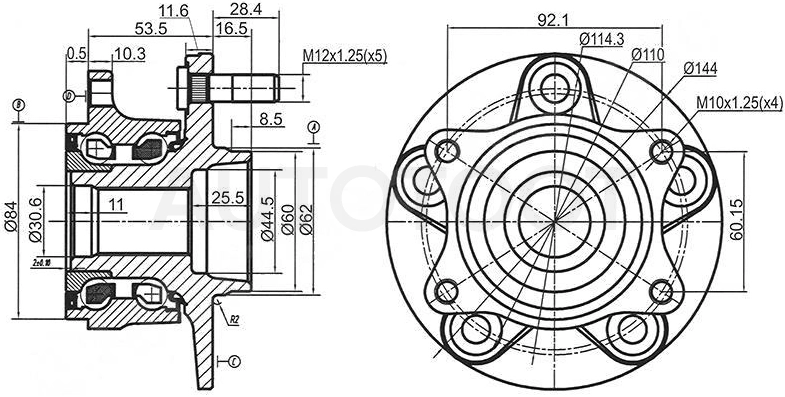 Cтупица передняя -ST4340165J02 Sat для SUZUKI GRAND VITARA