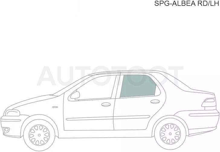 Стекло боковое опускное (Сзади/ Слева/ Цвет зеленый) Fiat Albea 02-12