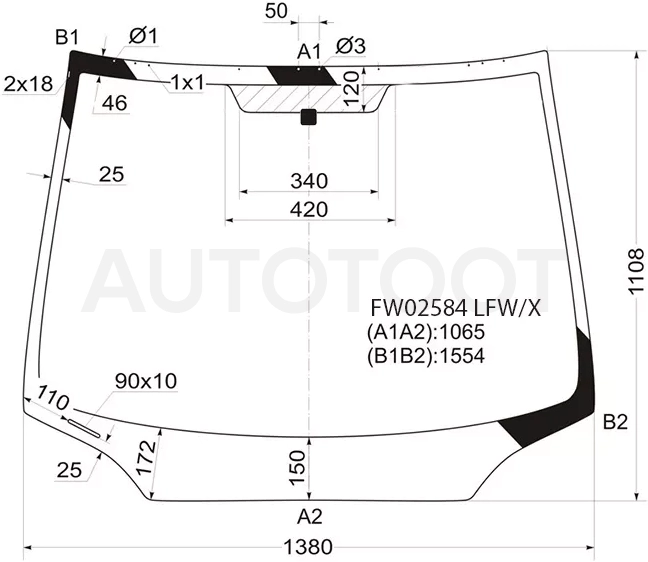 Стекло лобовое (4D SED) Honda Civic 05-12 / Civic USA 05-08 - Артикул FW02584LFWX - Производитель Xyg - Фото, Отзывы, Цены