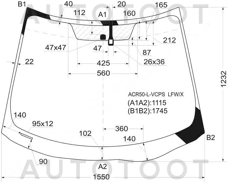 Стекло лобовое в клей -  для TOYOTA ESTIMA