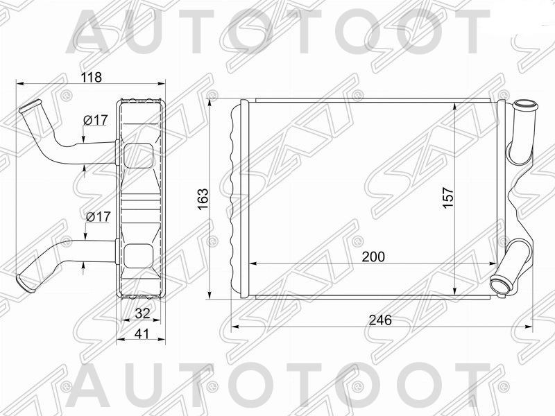 Радиатор отопителя салона 2,0-3,0L -STTY143950 Sat для TOYOTA CHASER, TOYOTA CRESTA, TOYOTA MARK 2