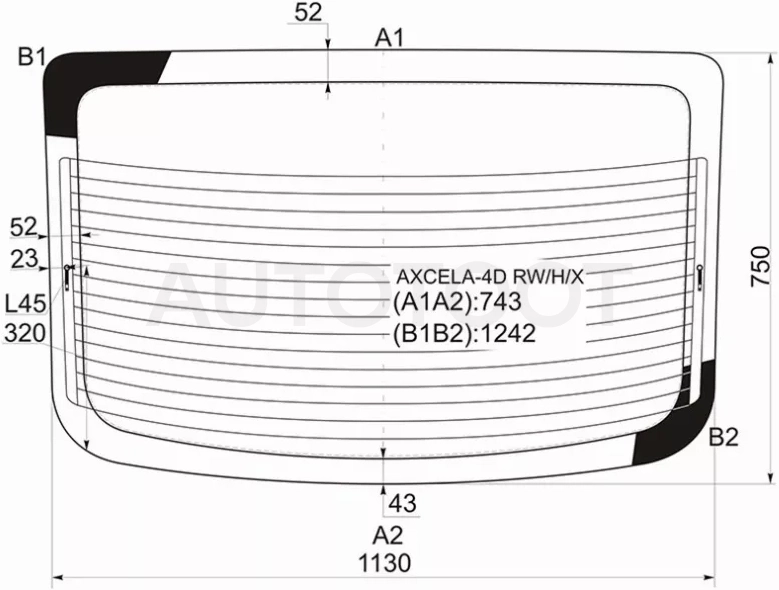 Стекло заднее (Цвет зеленый/ Обогрев/ 4D SED) Mazda 3 03-09 / Axela 03-09