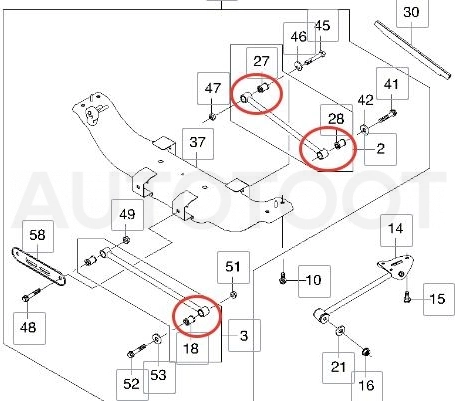 Сайлентблок задней поперечной тяги (см.схему) -ST96550051 Sat для CHEVROLET LACETTI, DAEWOO GENTRA