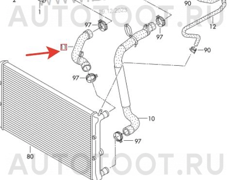 Патрубок радиатора верхний -ST6R0122101B Sat для VOLKSWAGEN POLO, VOLKSWAGEN JETTA, SKODA RAPID
