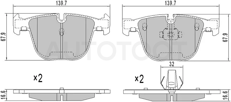 Колодки тормозные (Сзади) BMW 1-Series 07-13 / 5-Series 03-10 / 6-Series 03-10 / X5 06-18
