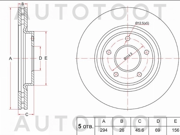 Диск тормозной передний D294mm -FX1133 Sufix для MITSUBISHI ASX, MITSUBISHI OUTLANDER