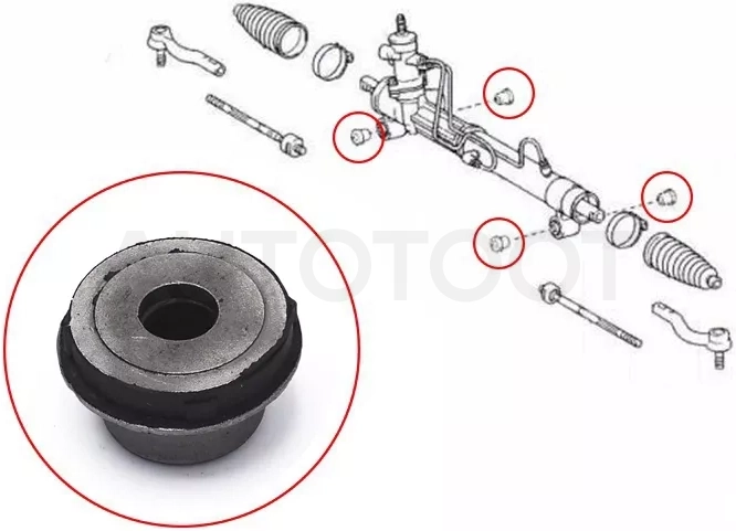 Сайлентблок рулевой рейки Toyota Ipsum (ACM20) 01-09 / Noah 01-07 (Комплект/ 4WD)