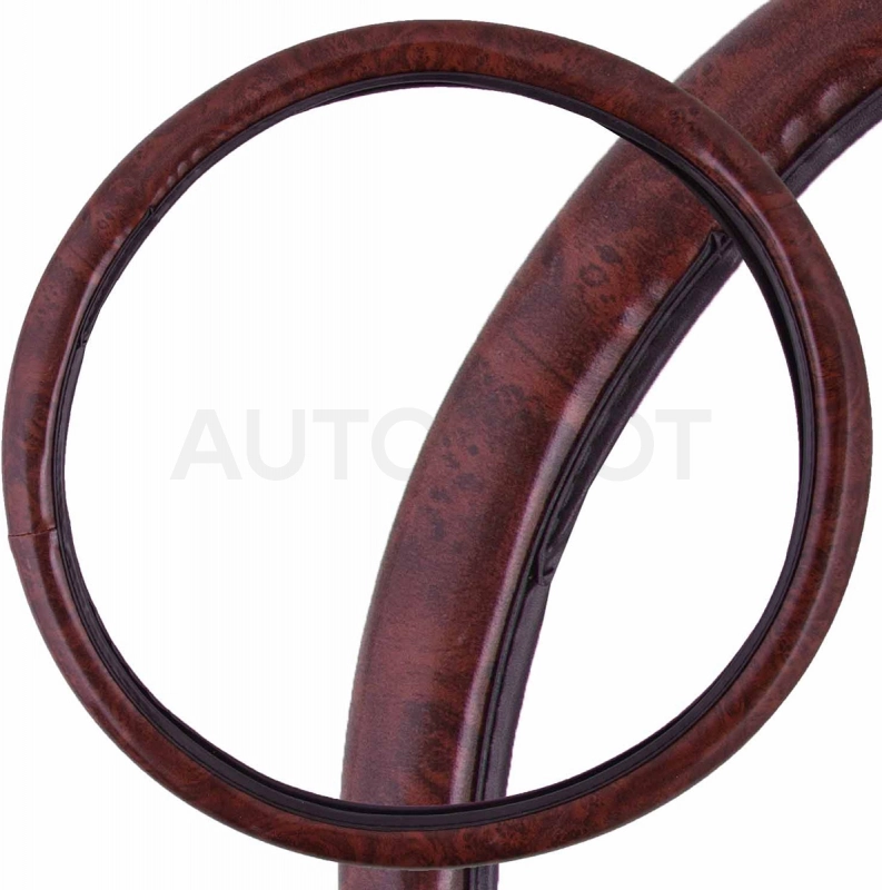 Оплетка SKYWAY Wood-4 L Коричневая экокожа