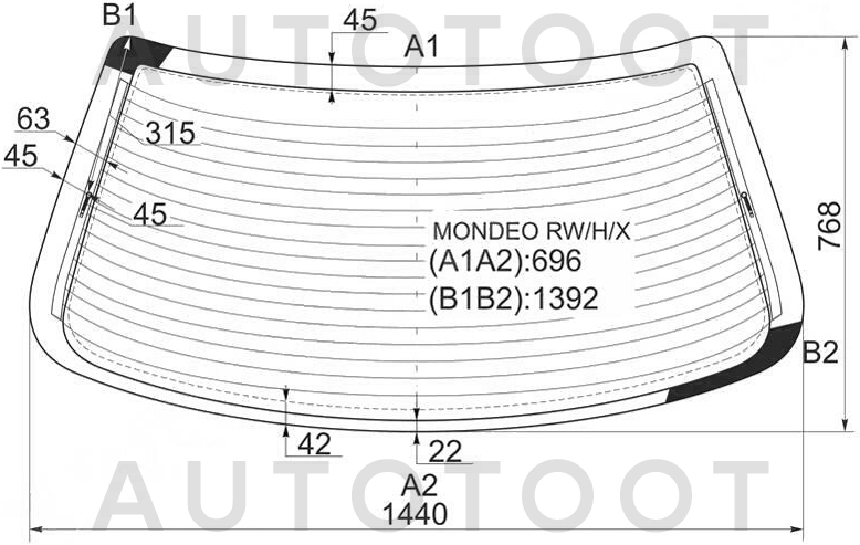 Стекло заднее (крышка багажника) с обогревом -  для FORD MONDEO