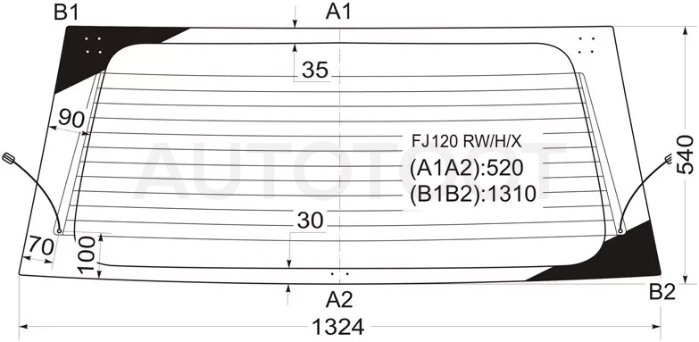 Стекло заднее (Цвет зеленый/ Обогрев) Toyota Land Cruiser Prado (J120) 02-09 - Артикул FJ120RWHX - Производитель Xyg - Фото, Отзывы, Цены