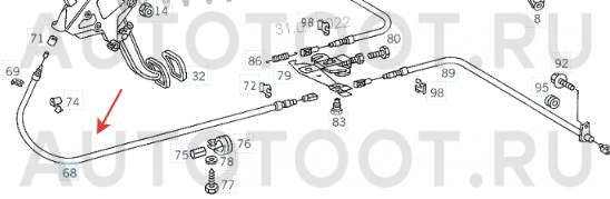 Трос ручного тормоза левый=правый центральный -PC3446 Patron для MERCEDES E-CLASS