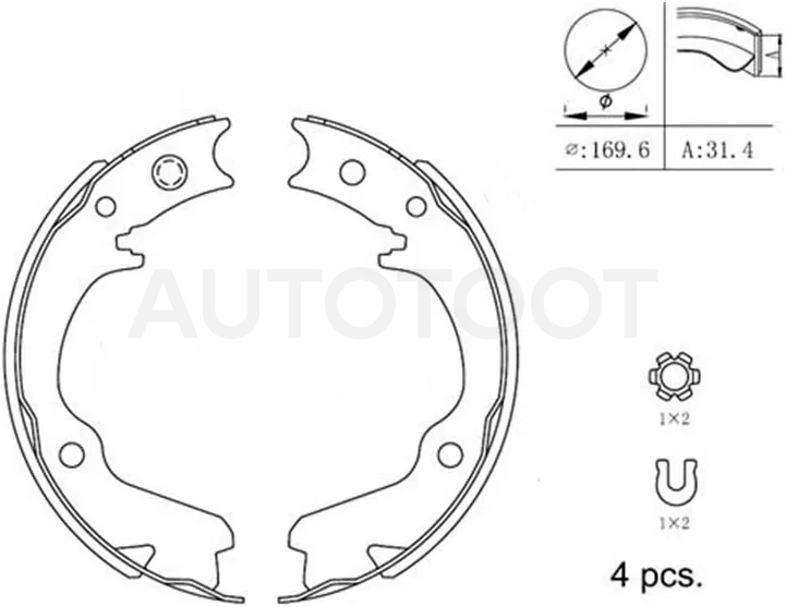 Колодки тормозные барабанные (Стояночный тормоз) Subaru Forester 97-08 / Impreza 92-07