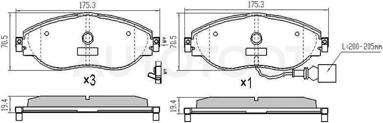 Колодки тормозные (Спереди) Audi A3 12-19 / Q3 18- / Skoda Kodiaq 16-22 / Octavia 12-20 / Volkswagen Golf 12-19 / Passat 80- / Tiguan 16- / Audi S3 13-16 / SEAT Alhambra 10-15 / Leon 12-15 / Skoda Superb 08-19 / Volkswagen Passat CC 08-16 / Sharan 10-15