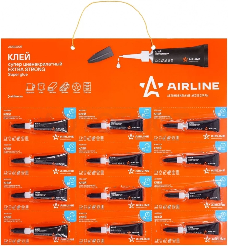 Клей супер цианакрилатный EXTRA STRONG, 1 шт., 3 гр. блистеры на подложке