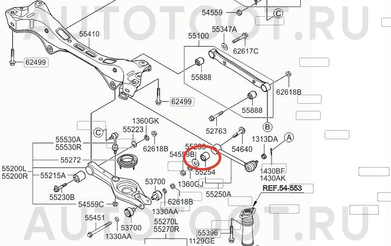 Сайлентблок заднего нижнего поперечного рычага 2wd -ST552561H000 Sat для KIA SPORTAGE, HYUNDAI IX35