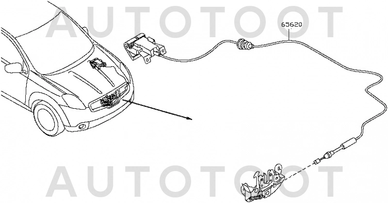 Трос капота -ST65621JD000 Sat для NISSAN QASHQAI