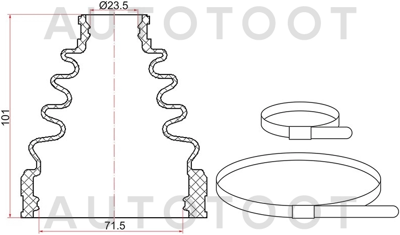 Пыльник ШРУС внутренний передний (без смазки) -JCB0009 Just Drive для TOYOTA CAMRY, TOYOTA ALPHARD, TOYOTA HARRIER, TOYOTA HIGHLANDER, TOYOTA IPSUM, TOYOTA PREMIO, TOYOTA ALLION, TOYOTA RAV4, TOYOTA W