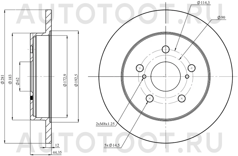 Диск тормозной (Сзади) Toyota Camry (XV50,XV70) 17-21 / C-HR 16-23 - Артикул HSDB0140 - Производитель Hosu - Фото, Отзывы, Цены