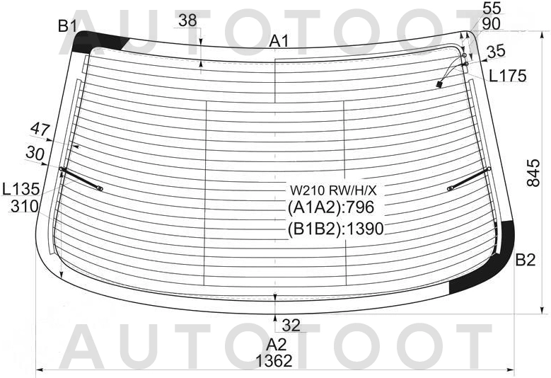 Стекло заднее (крышка багажника) с обогревом -  для MERCEDES E-CLASS