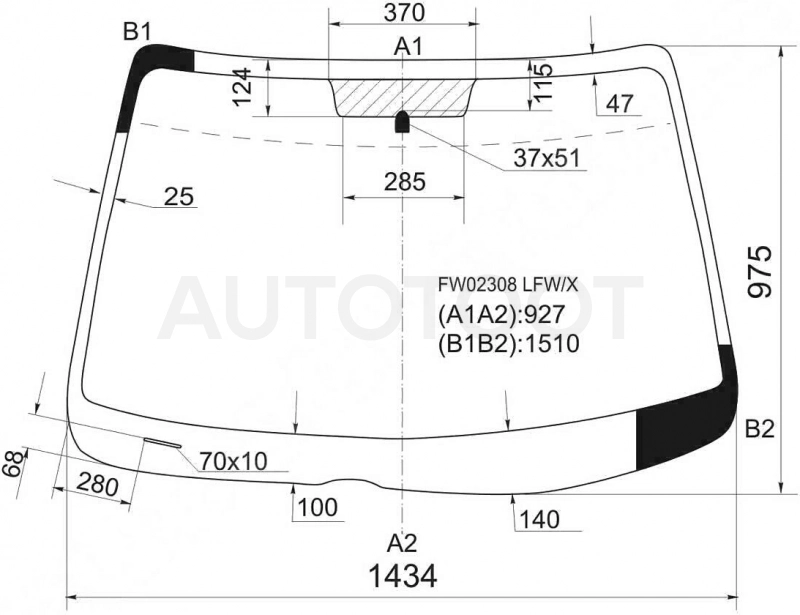 Стекло лобовое в клей -  для MAZDA 6 (ATENZA)