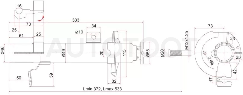 Стойка передняя Ford Fiesta 02-08 / Fusion 02-12 - Артикул STD35034900C - Производитель Sat - Фото, Отзывы, Цены