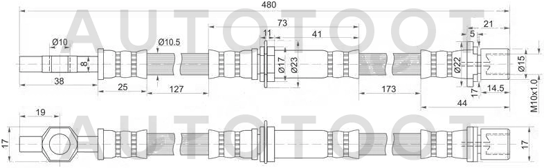 Шланг тормозной передний левый=правый -ST9094702722 Sat для TOYOTA LITE ACE NOAH