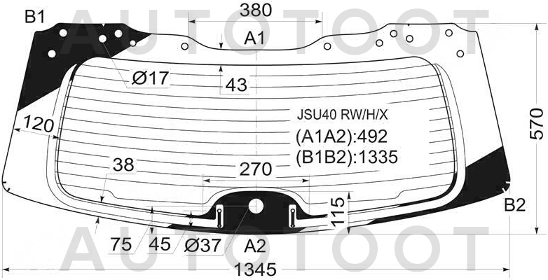 Стекло заднее (крышка багажника) с обогревом SUV -  для TOYOTA HIGHLANDER