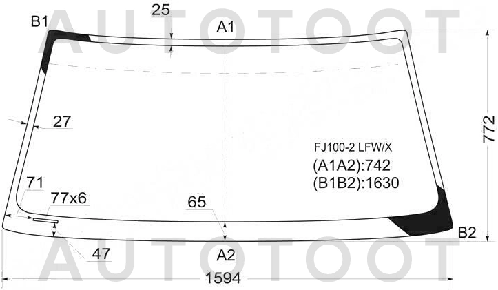 Стекло лобовое в клей -  для TOYOTA LAND CRUISER