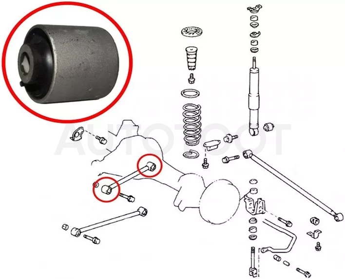 Сайлентблок рычага Toyota Land Cruiser (J100) 98-07 / Lexus LX 98-07 - Артикул ST4870260090 - Производитель Sat - Фото, Отзывы, Цены