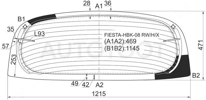 Стекло заднее (крышка багажника) с обогревом -  для FORD FIESTA