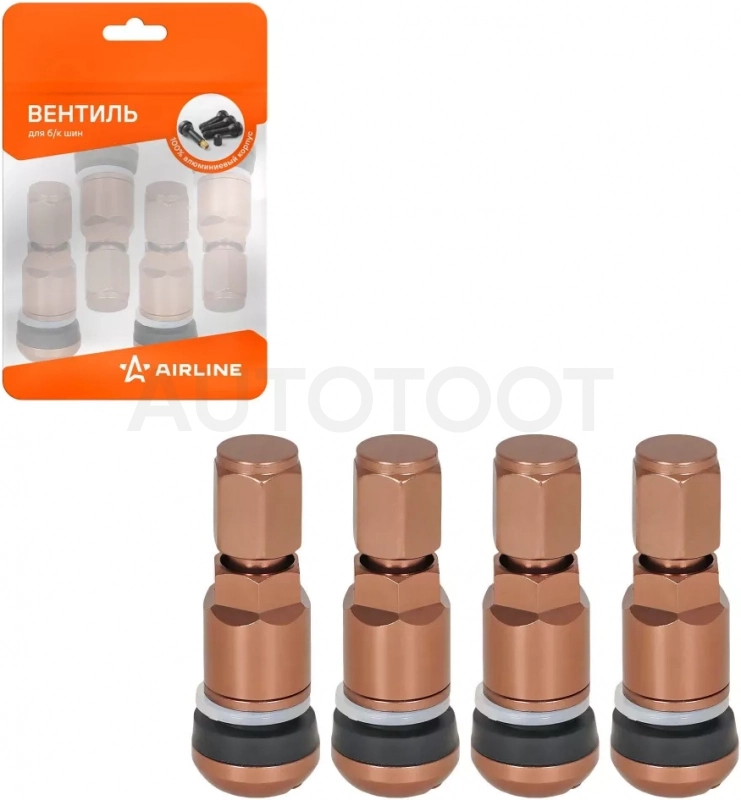 Вентиль для б/к шин MS525BR, бронзовый, алюминий, 4 шт - Артикул ATRV525BR01 - Производитель Airline - Фото, Отзывы, Цены