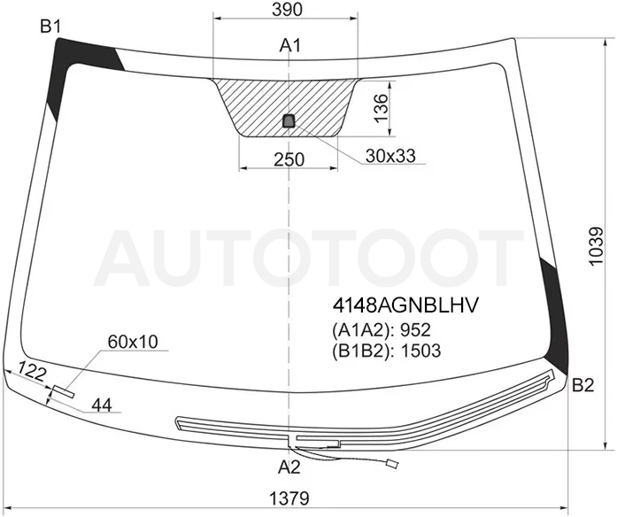 Стекло лобовое (Обогрев щеток) Hyundai Solaris 10-17 / Kia Rio 11-17 - Артикул 4148AGNBLHV - Производитель FUYAO - Фото, Отзывы, Цены