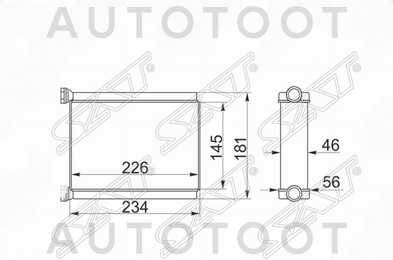 Радиатор отопителя толщина 46 -STTY903950 Sat для TOYOTA LAND CRUISER, TOYOTA NOAH