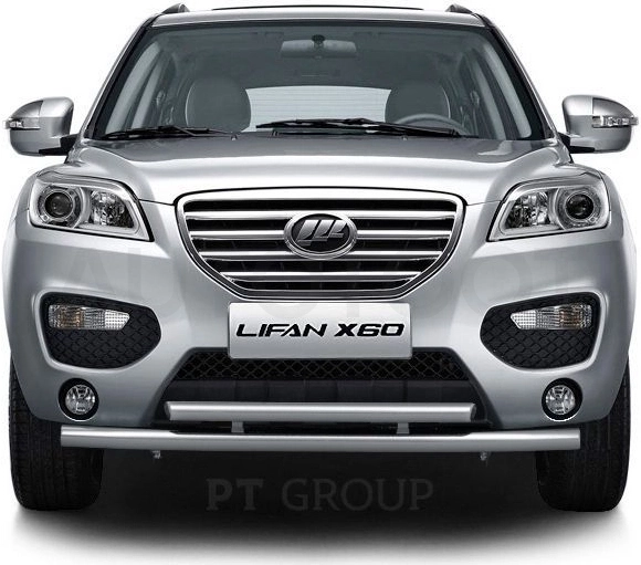 LIFAN X60 2012-2016  Защита переднего бампера двойная Ø63/51мм (НПС) - Артикул 14010102 - Производитель PT Group - Фото, Отзывы, Цены