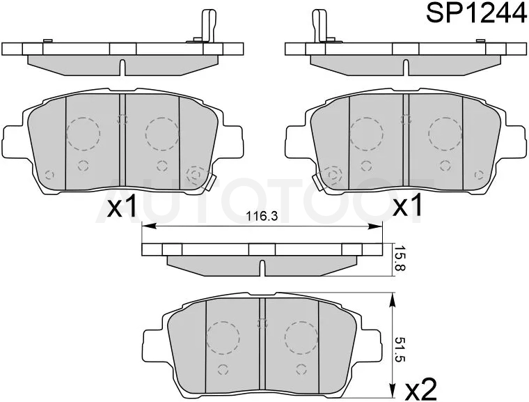 Колодки тормозные (Спереди) Toyota Allion (T240) 01-07 / Corolla (E120) 00-07 / Corolla Fielder (E120) 00-06 / Corolla JPN (E120) 00-07 / BYD F3 05-14 / Geely CK 08-13 / Great Wall Florid 10-12 / Peri 08-10 / Lifan Solano 10-16 / Toyota Allex 01-06 / bB 0