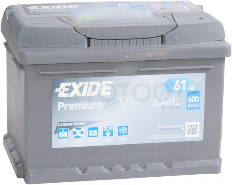 Аккумулятор EXIDE 61Ah 600A обратная полярность(-+)