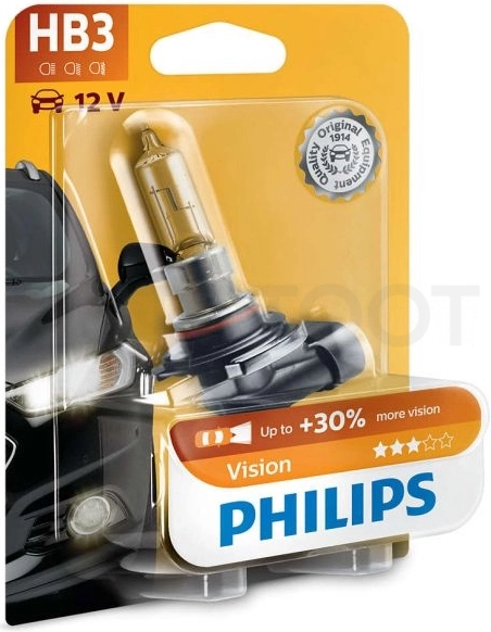 Лампа автомобильная HB3 PHILIPS Vision Premium 60W P20d+30% - Артикул 9005PRB1 - Производитель Philips - Фото, Отзывы, Цены