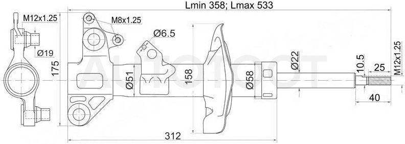 Амортизатор передний правый -DG21003 Miles для NISSAN PRIMERA