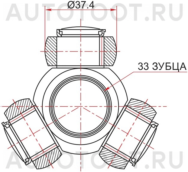 Трипоид внутреннего ШРУСа CVT (33 шлица) -0416CY3 Febest для MITSUBISHI LANCER, MITSUBISHI ASX, SUZUKI SX-4