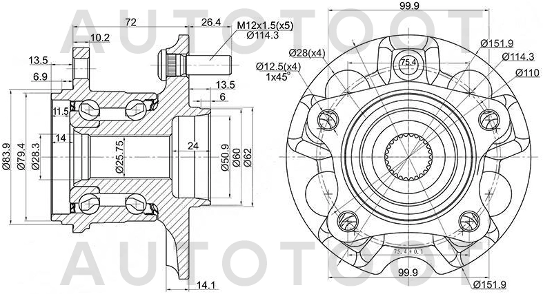 Ступица задняя 4WD -ST4241048041 Sat для TOYOTA HARRIER, LEXUS RX300, TOYOTA HIGHLANDER, TOYOTA VENZA, LEXUS RX330, LEXUS RX350, LEXUS RX400