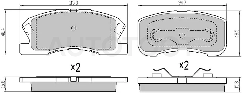 Колодки тормозные (Спереди) Daihatsu Max 01-05 / Mira 98-02 / Mira Gino 98-04 / Move 98-02 / Toyota Duet 98-04