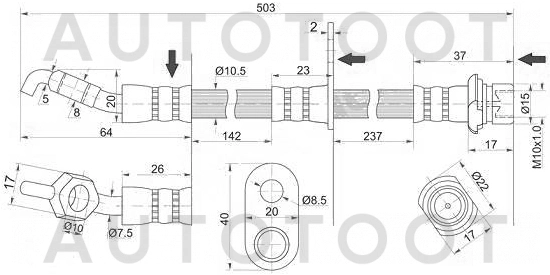 Шланг тормозной задний левый 4WD -ST9094702971 Sat для TOYOTA CAMRY, TOYOTA CAMRY GRACIA, TOYOTA HARRIER, LEXUS RX300, TOYOTA KLUGER, TOYOTA HIGHLANDER