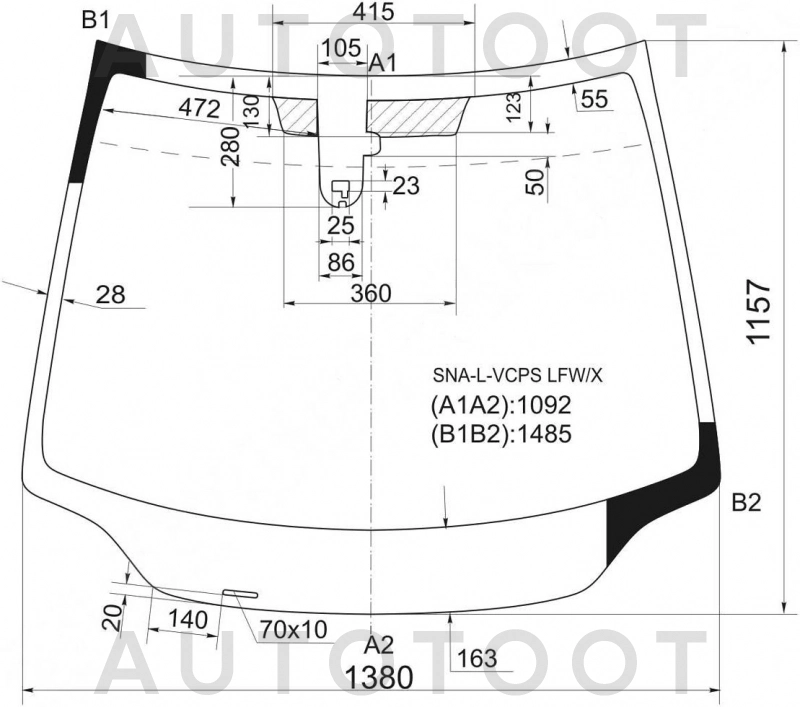 Стекло лобовое в клей -  для HONDA CIVIC