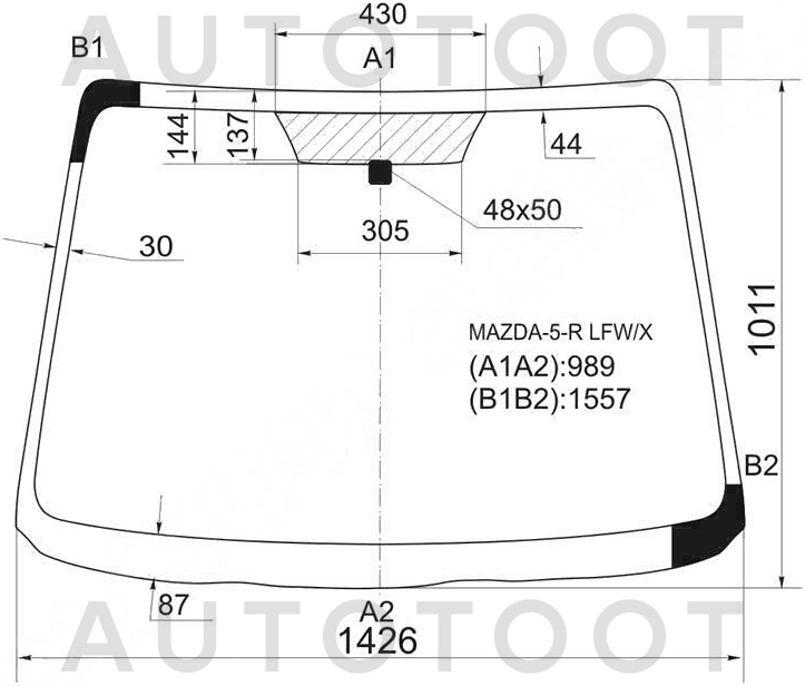 Стекло лобовое в клей -  для MAZDA 5 (PREMACY)