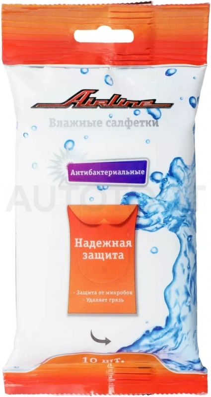 Салфетки влажные антибактериальные (10 шт.) - Артикул ANA02 - Производитель Airline - Фото, Отзывы, Цены