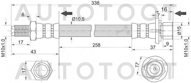 Шланг тормозной задний промежуточный 80/105 -ST9094702A17 Sat для TOYOTA LAND CRUISER