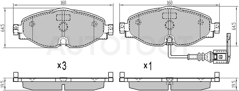 Колодки тормозные (Спереди) Audi A3 12- / Q3 18 - Артикул ST8V0698151B - Производитель Sat - Фото, Отзывы, Цены
