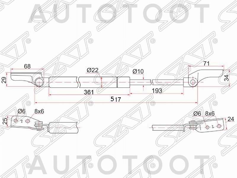 Амортизатор крышки багажника левый -STC10063620D Sat для MAZDA 5 (PREMACY)