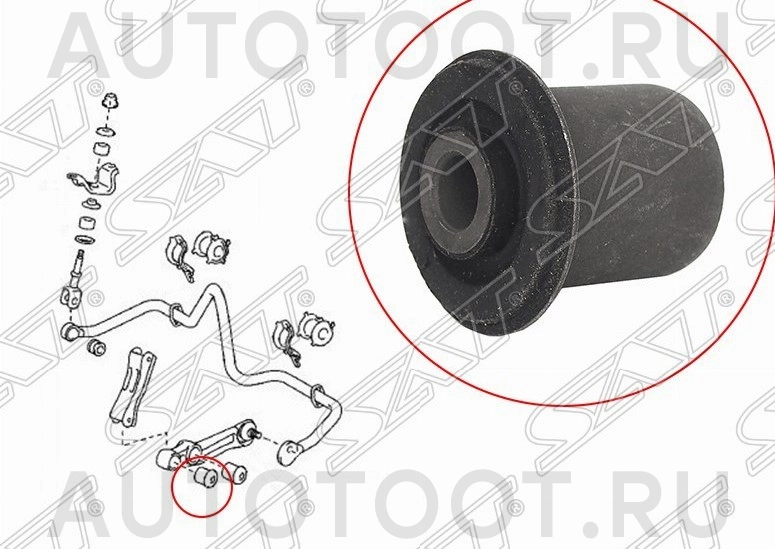 Сайлентблок задней левой тяги стабилизатора наружный (пневмо подвеска) -ST4884960090 Sat для TOYOTA LAND CRUISER