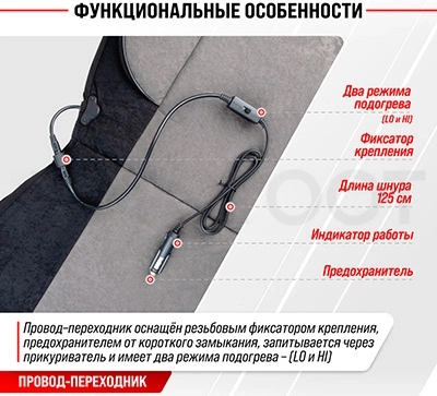 Чехол сиденья с подогревом велюр SKYWAY, с боковой поддержкой - Артикул S02202006 - Производитель Skyway - Фото, Отзывы, Цены